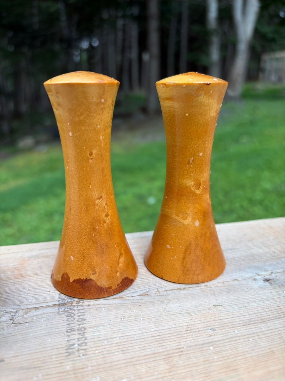 Vintage Bird's Eye Maple Salt & Pepper Shakers